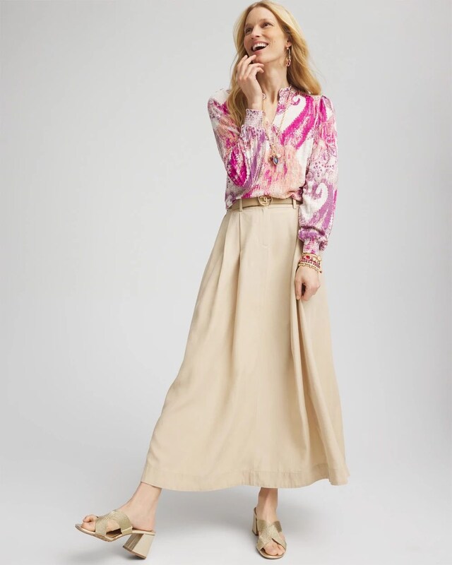 Pleated A-Line Midi Skirt - image 2